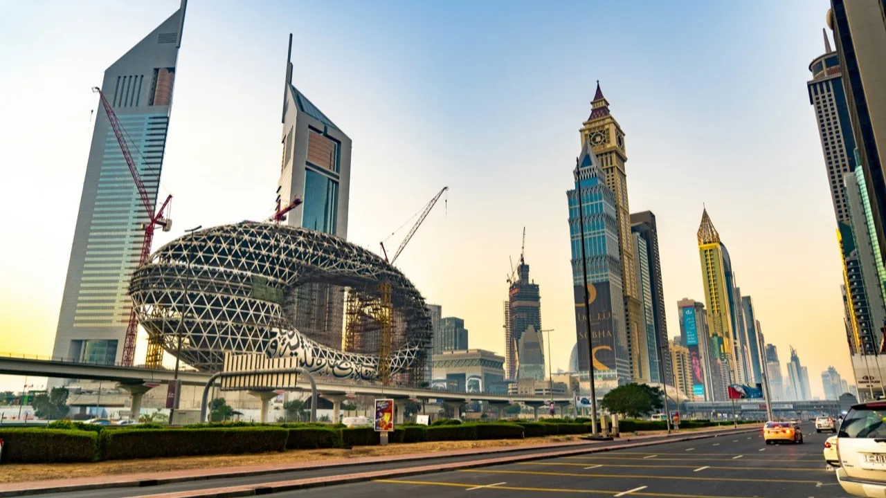 Aerial view of a UAE city skyline representing the choice of emirate for company setup